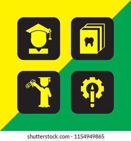 college icon. 4 college set with student, book and pencil vector icons for web and mobile app