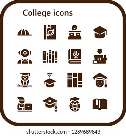  college icon set. 16 filled college icons. Simple modern icons about  - Cap, Book, Graduates, Graduation, Mentalist, Books, Wisdom, University, Graduated, Student, Mortarboard