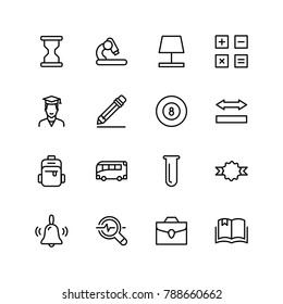 College icon set. Collection of high quality black outline logo for web site design and mobile apps. Vector illustration on a white background.