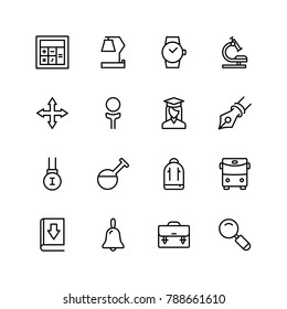 College icon set. Collection of high quality black outline logo for web site design and mobile apps. Vector illustration on a white background.