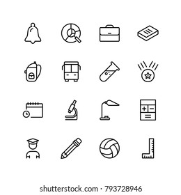 College icon set. Collection of high quality black outline logo for web site design and mobile apps. Vector illustration on a white background.