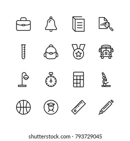 College icon set. Collection of high quality black outline logo for web site design and mobile apps. Vector illustration on a white background.