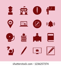 college icon. college vector icons set university location, ask pupil, teacher at blackboard and graduaded student