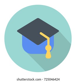 College icon vector with shadow. College long shadow style design