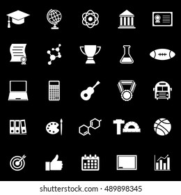 College icons on black background, stock vector