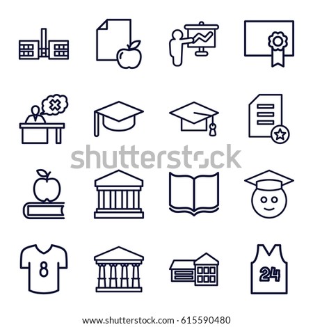 college icons set set 16 college stock vector royalty free college outline