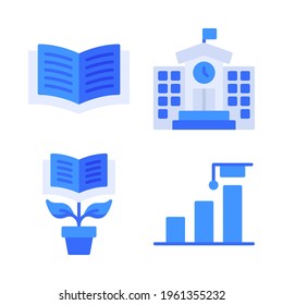 college icons set = read book, university, growth book, podium. Perfect for website mobile app, app icons, presentation, illustration and any other projects.