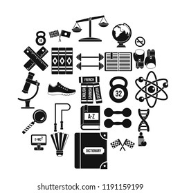 College icons set. Simple set of 25 college vector icons for web isolated on white background