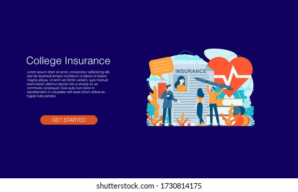 College insurance vector illustration concept agent template background isolated can be use for presentation web banner UI UX landing page