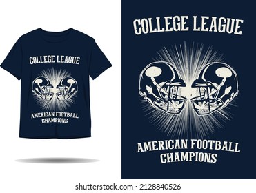 College league american football champions silhouette t shirt design