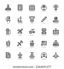 College Life icon pack for your website, mobile, presentation, and logo design. College Life icon solid design. Vector graphics illustration and editable stroke.