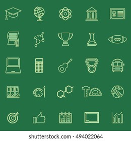 College line color icons on green background, stock vector