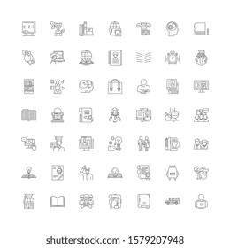 College linear icons, signs, symbols vector line illustration set