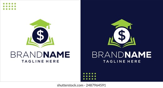 Diseño de logo universitario y símbolo del dólar, Posgrado, Campus, Educación, Inspiración de diseño, Ilustración, Vector