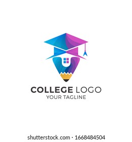College logo design template. Vector illustration of icon