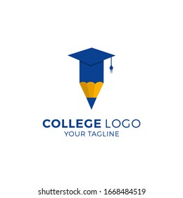College logo design template. Vector illustration of icon