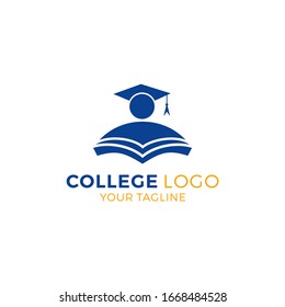 College logo design template. Vector illustration of icon
