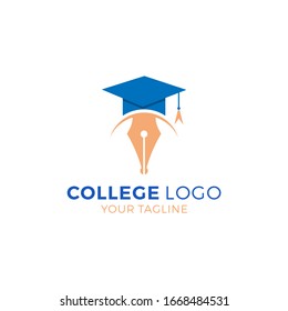 College logo design template. Vector illustration of icon