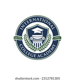 College logo design template. Vector illustration . University College Logo Badges Emblems Signs Stock Vector . College Campus Logo .