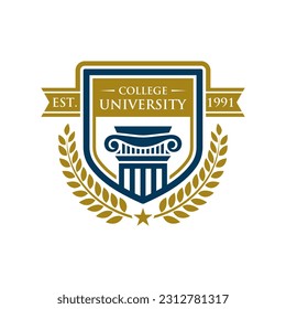 College logo design template. Vector illustration . University College Logo Badges Emblems Signs Stock Vector . College Campus Logo .