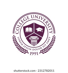 College logo design template. Vector illustration . University College Logo Badges Emblems Signs Stock Vector . College Campus Logo