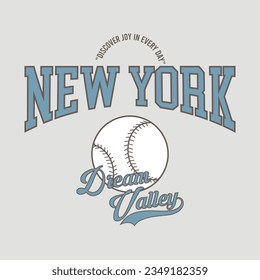 College New York Baseball Slogan Typografie für T-Shirt. Vielseitiges Slogan Print T-Shirt, Sport Bekleidung Druck. Vintage-Grafiken. Vektorgrafik.