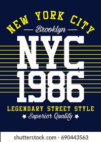 College New York city typography, t-shirt graphics, vectors