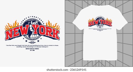 College New York slogan typography. Varsity slogan design Vintage graphic. Vector illustration.for streetwear and urban style t-shirts design, hoodies, etc