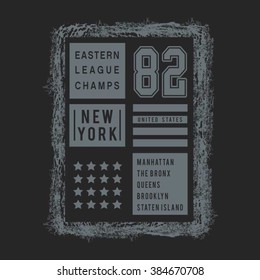 College New York sport typography, t-shirt graphics, vectors
