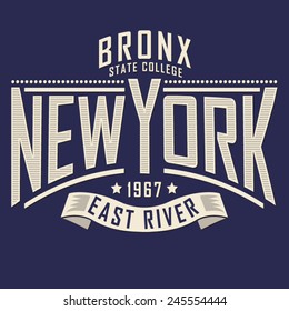 College New York typography, t-shirt graphics, vectors