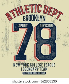 College New York typography, t-shirt graphics.