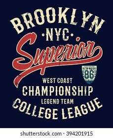 College New York typography, t-shirt graphics.