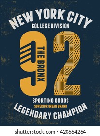 College New York typography, t-shirt graphics.