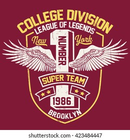 College New York typography, t-shirt graphics.