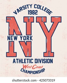 College New York typography, t-shirt graphics.
