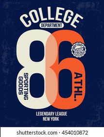College New York typography, t-shirt graphics.


