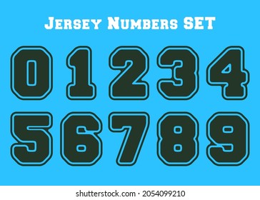 College Number Set, Jersey Sport Numbers Bundle. Vector Illustration.