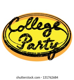 college party retro stamp isolated on white