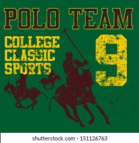 college polo player vector art