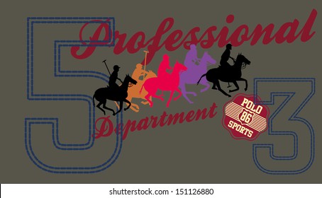 college polo player vector art