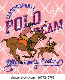 college polo sports graphic design vector art