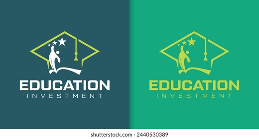 Colegio, Posgrado, Campus, Diseño de logotipo de la educación con estrellas de la educación mundial