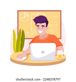 College preparatory test isolated cartoon vector illustration. College preparation, testing online, standardized annual examination, teenager writing test with timer on computer vector cartoon.