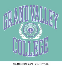 College Print For Sweatshirt, T-shirt Print And Other Uses.