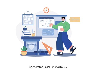 College Professor Illustration concept. A flat illustration isolated on white background