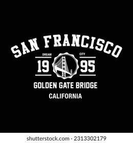 College San francisco slogan typography for t-shirt. Varsity slogan print tee shirt, sport apparel print. Vintage graphics. Vector illustration.