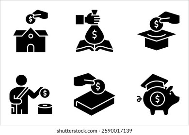 college savings icon set, Tuition fee or scholarship icon thin line web symbol, vector illustration on white background