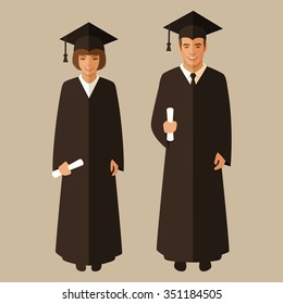 college school education, student graduate, graduation vector illustration