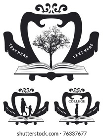 college shield with banner