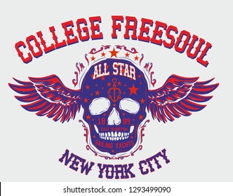college skull graphic design vector art